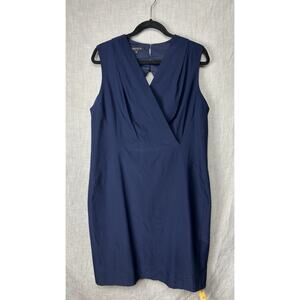 Lafayette 148 New York Dress Women’s 16 Blue Sheath Acetate Midi Sleeveless